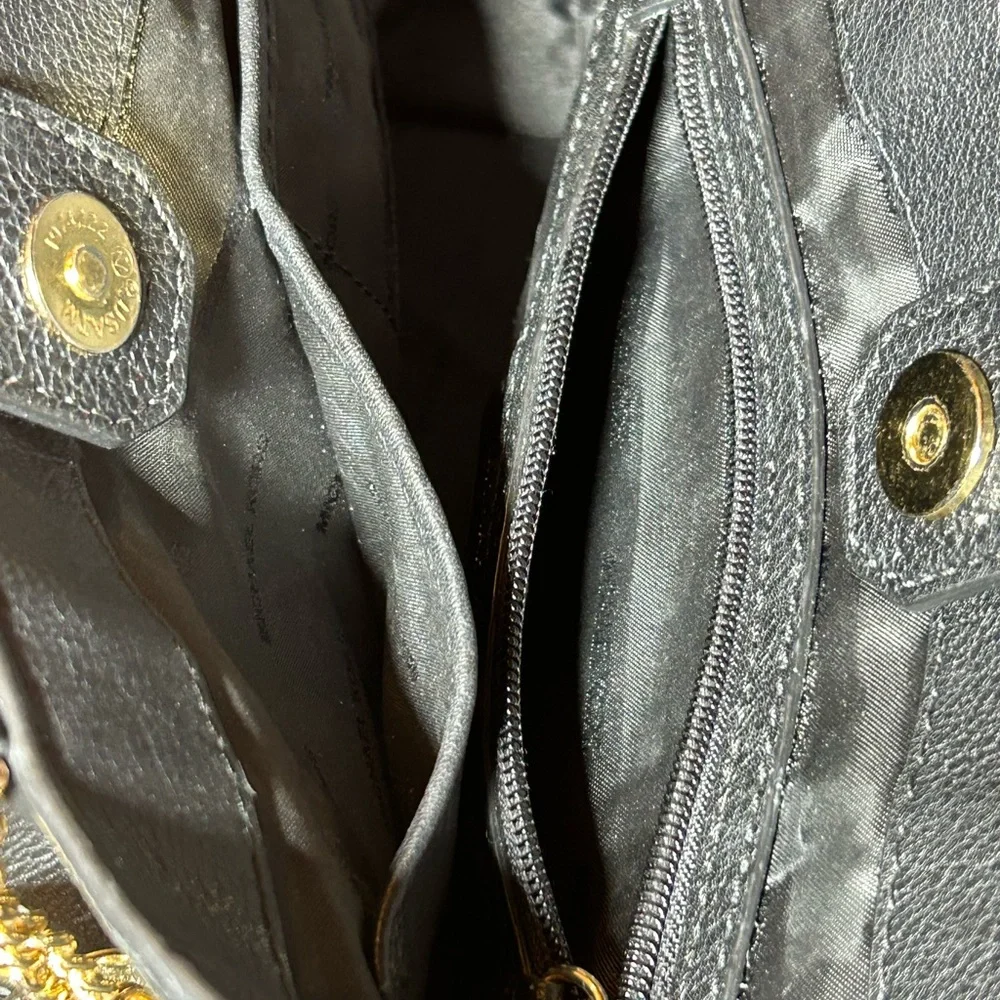 Michael Kors Black Pebbled Leather Brooklyn Satchel Bag/Gold Studs 13”x 8”x 4.5” - Picture 11 of 14